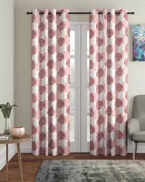 cortina eyelet curtain Set of 2 Leaf Print Door Curtains-picture-14