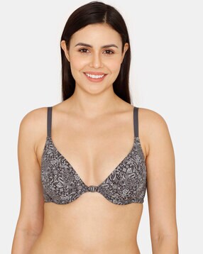 Zivame Zellij Dreams Padded Non Wired 3/4th Coverage T-Shirt Bra With  Hipster Panty - Plume