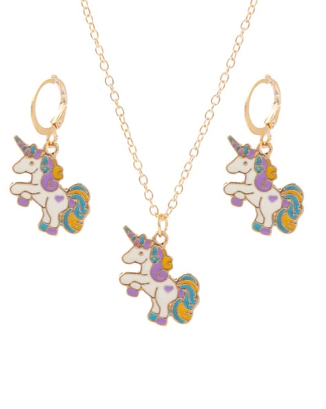Gold Plated Women Unicorn Jewelry Set