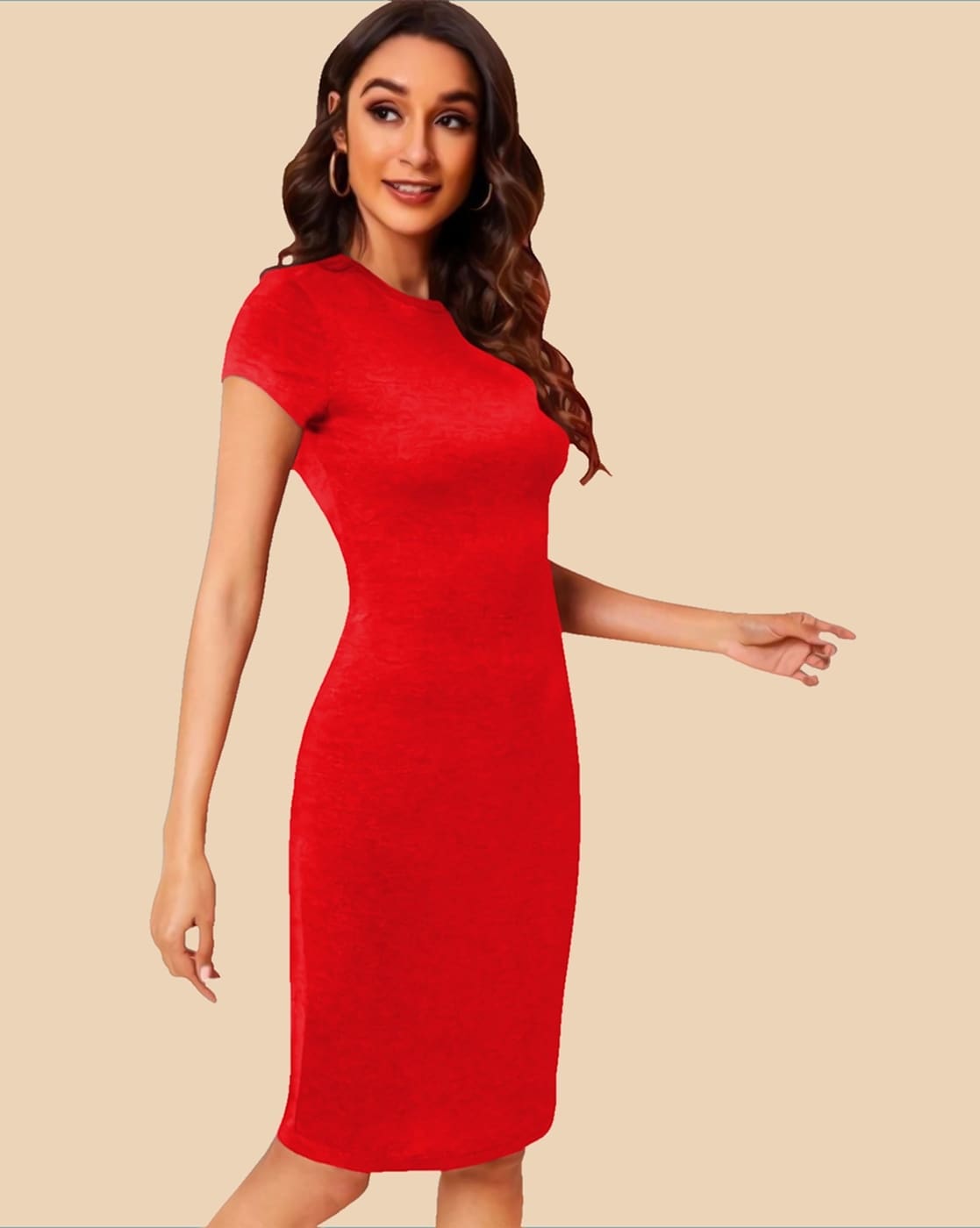 Online Designer Red Colored Bodycon Dress Sleeveless Midi Dress at  Affordable Prices – Lady India