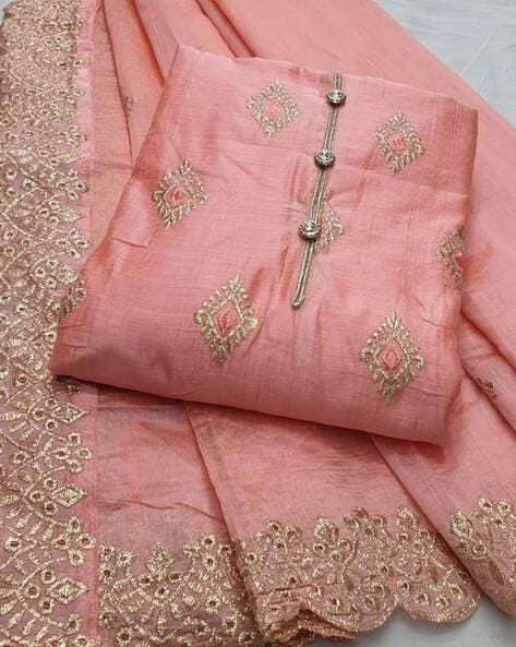 Women Red embroidery Pure Cotton mirror work salwar suit Party Wear Dress  Material - DnVeens Clothing - 2564231