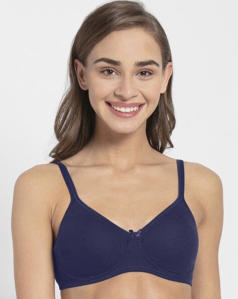 1722 Wirefree Non Padded Cotton Elastane Medium Coverage Everyday Bra with  Concealed Shaper Panel