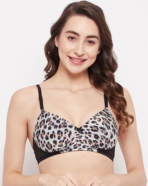 Buy Clovia Animal Print Non-Padded Bra with Bow Accent