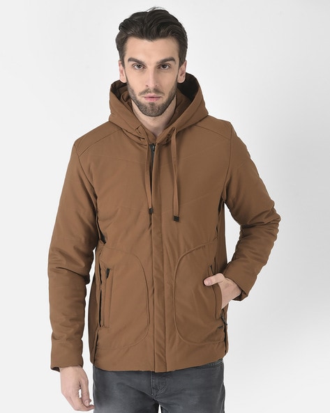 Windproof hooded bomber jacket