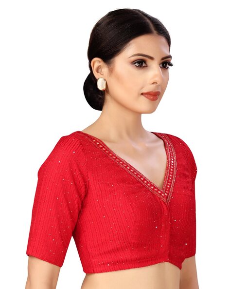 red blouse v neck