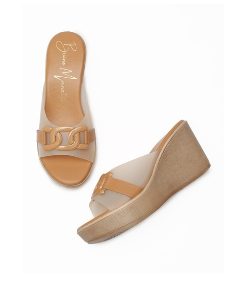 Bruno Manetti Open-Toe Slip-On Wedges