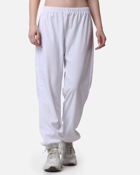 White elastic joggers hot sale