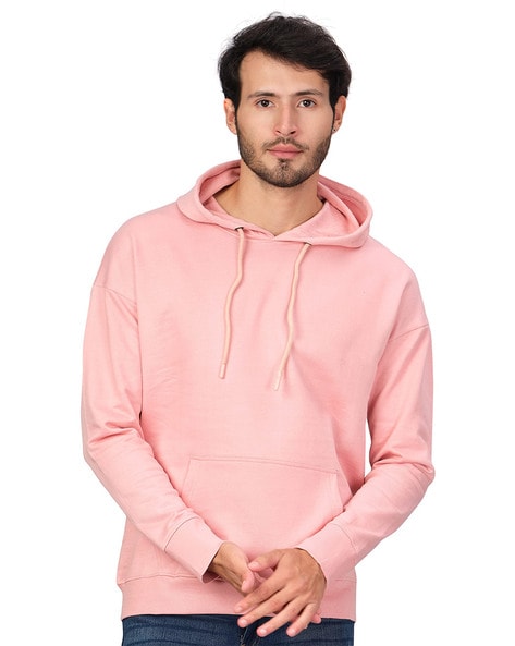 Pink drawstring hoodie sale