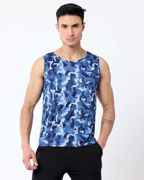Camouflage Print Round-Neck Vest
