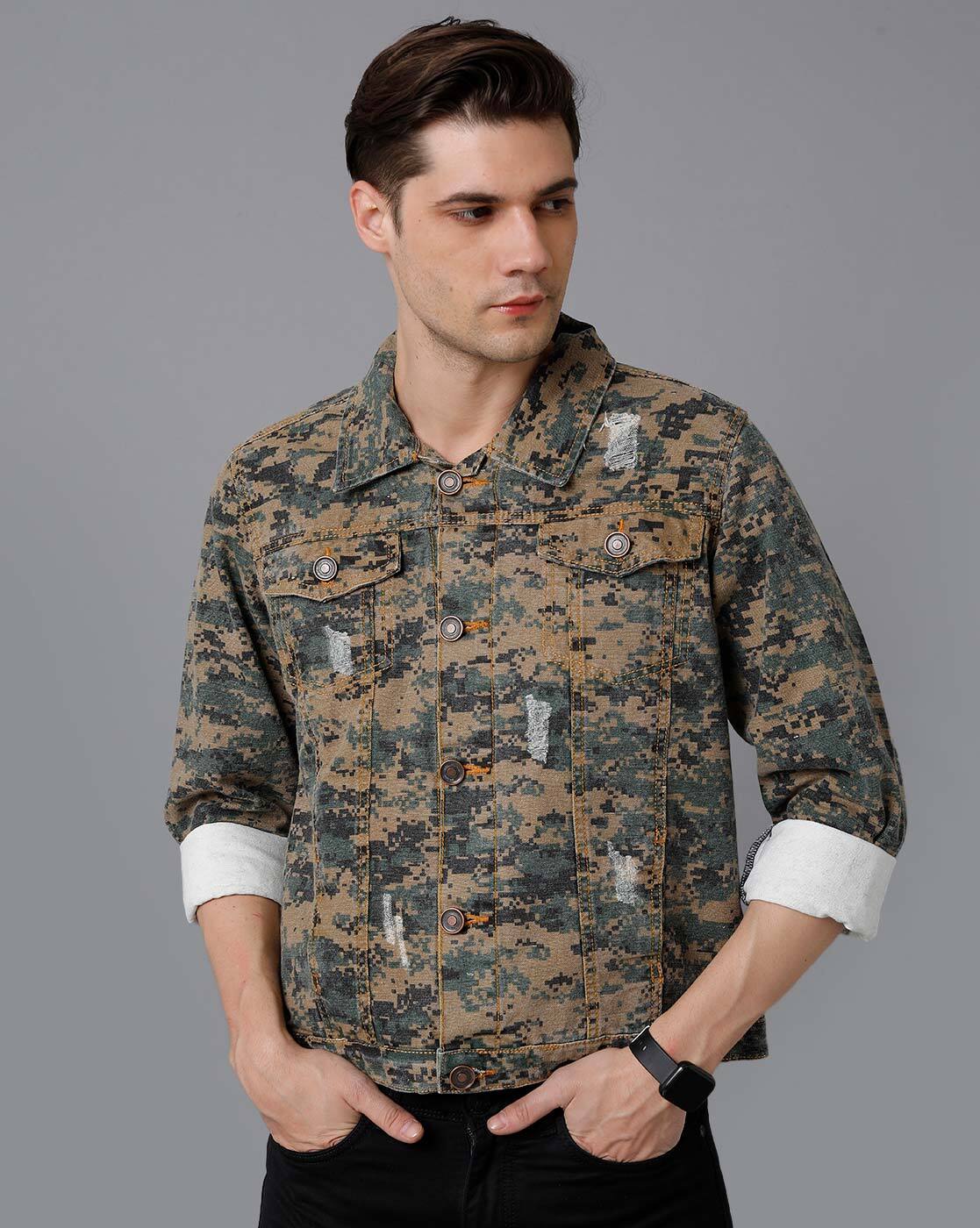 Men Camouflage Cottton Jean Jacket Denim Coat Casual Pants 2Pcs Outwear  Suit Set | eBay
