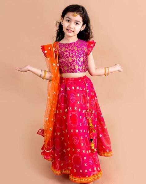 Bright Red Lehenga w/ Skirt, Small Choli Top for Girls 10 - 13 Yr #30119 |  Buy Lehenga Choli & Ghagra Online