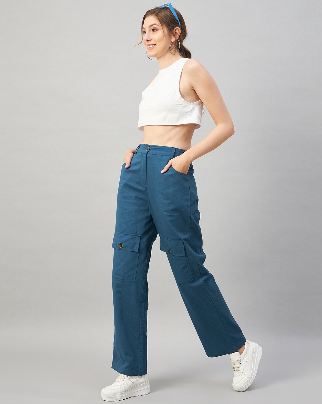 Buy Blue Trousers & Pants for Women by ORCHID BLUES Online