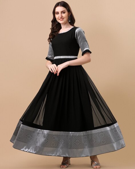Beige color Indo Western Gown – Panache Haute Couture