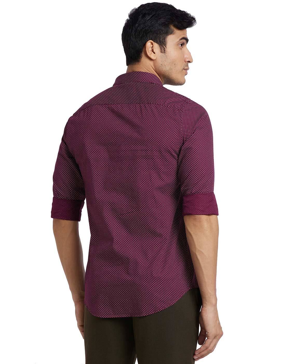 Buy Men Maroon Slim Fit Textured Full Sleeves Formal Shirts Online - 409014  | Allen Solly
