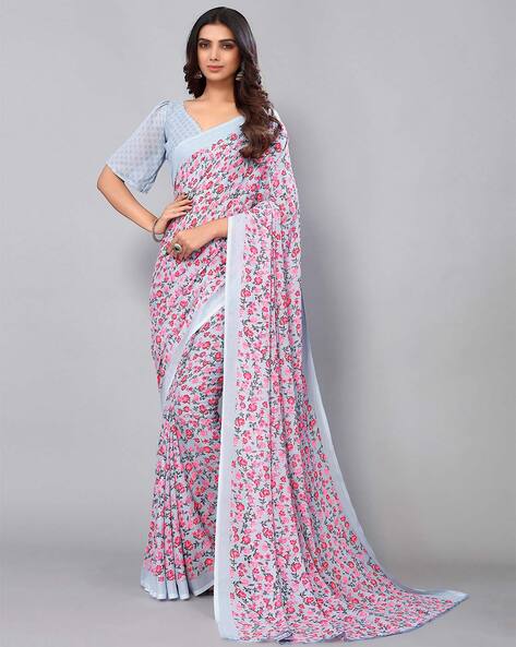 Casual Wear Ladies Floral Print Georgette Saree, 6.3 m (with blouse piece)  at Rs 525 in Surat