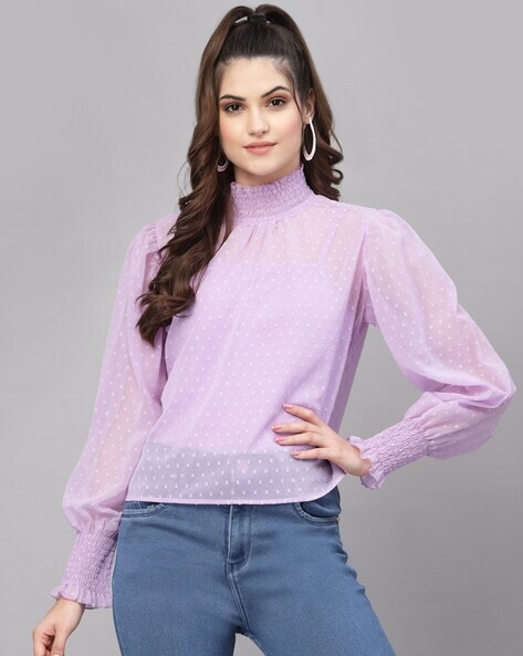 Purple high neck on sale top