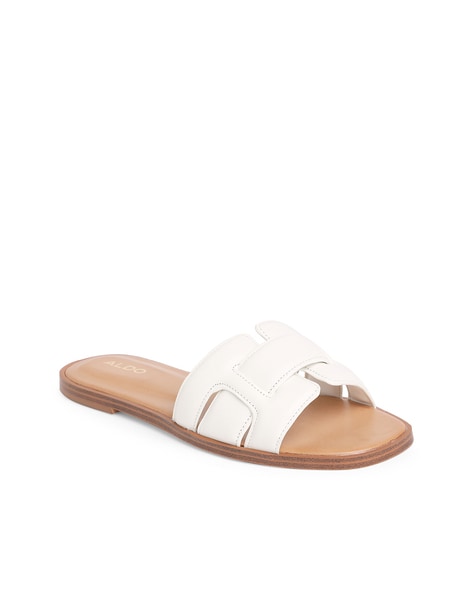 White leather hot sale sliders womens