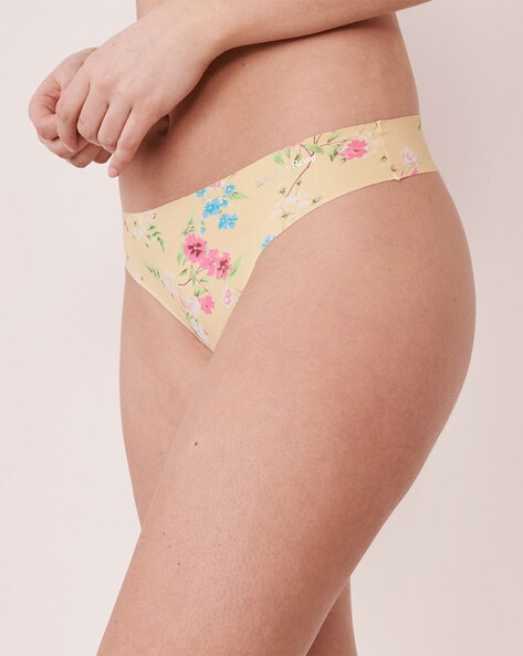 Floral Print Thongs with Elasticated Waist