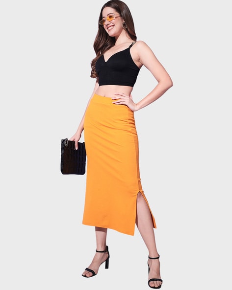 Mustard midi hotsell pencil skirt