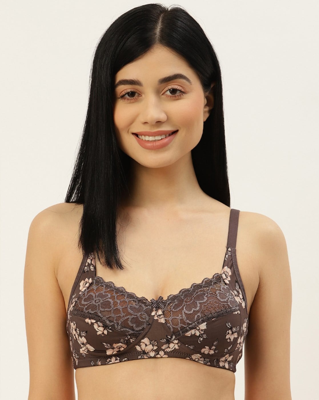 Grove Double Layered Non-Wired Non-Padded 3/4th Coverage Lace Bra
