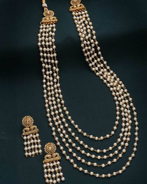 Shop Exquisite Kundan Pearl Necklace Set in Pink - Jhakhas