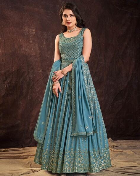 Ethnic And Girlish Nevy Blue Colour Party Wear Gown For Trendy Girl - KSM  PRINTS - 4062488