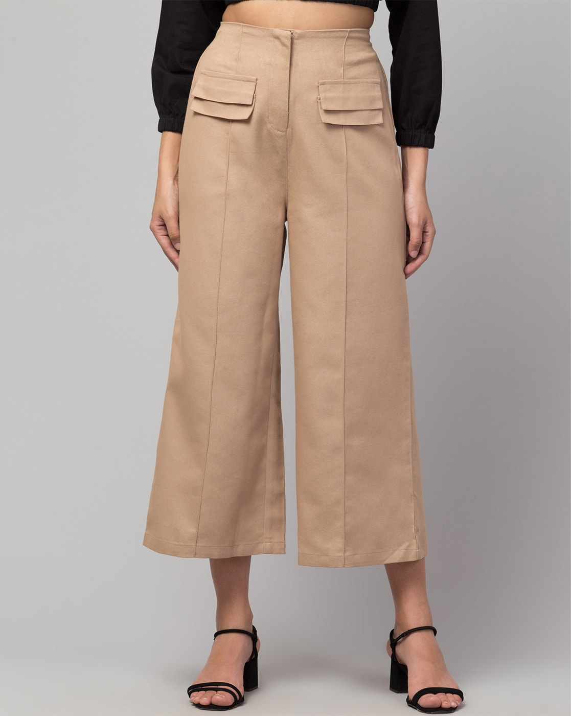 Buy Beige Trousers & Pants for Women by ORCHID BLUES Online