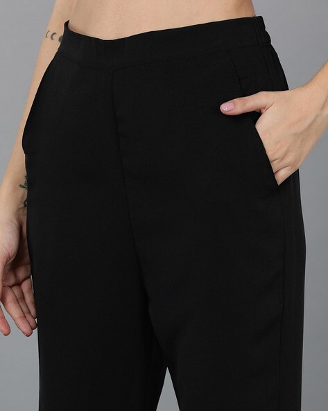 Black Crepe High Waisted Wide Leg Trousers - 1940s Katherine Hepburn style  | Weekend Doll