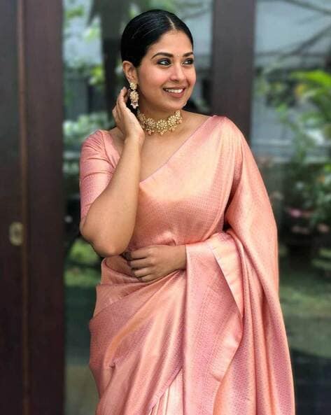 Woven Art Silk Saree in Peach : SSF16132