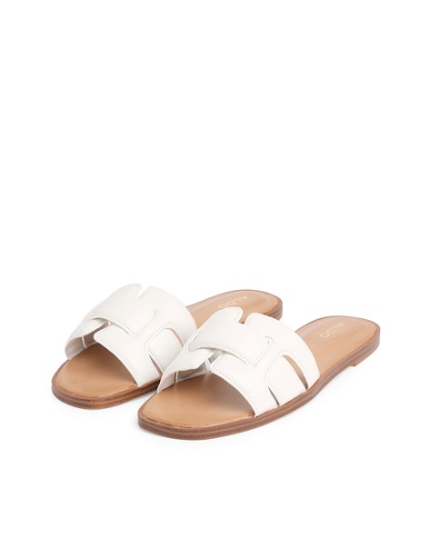 White discount sandal sliders