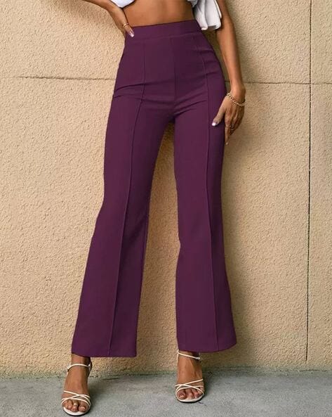 Buy Wine Trousers & Pants for Women by Silverfly Online