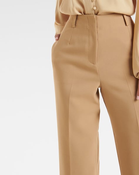 Bershka drawstring waist nylon wide leg cargo trousers in camel | ASOS