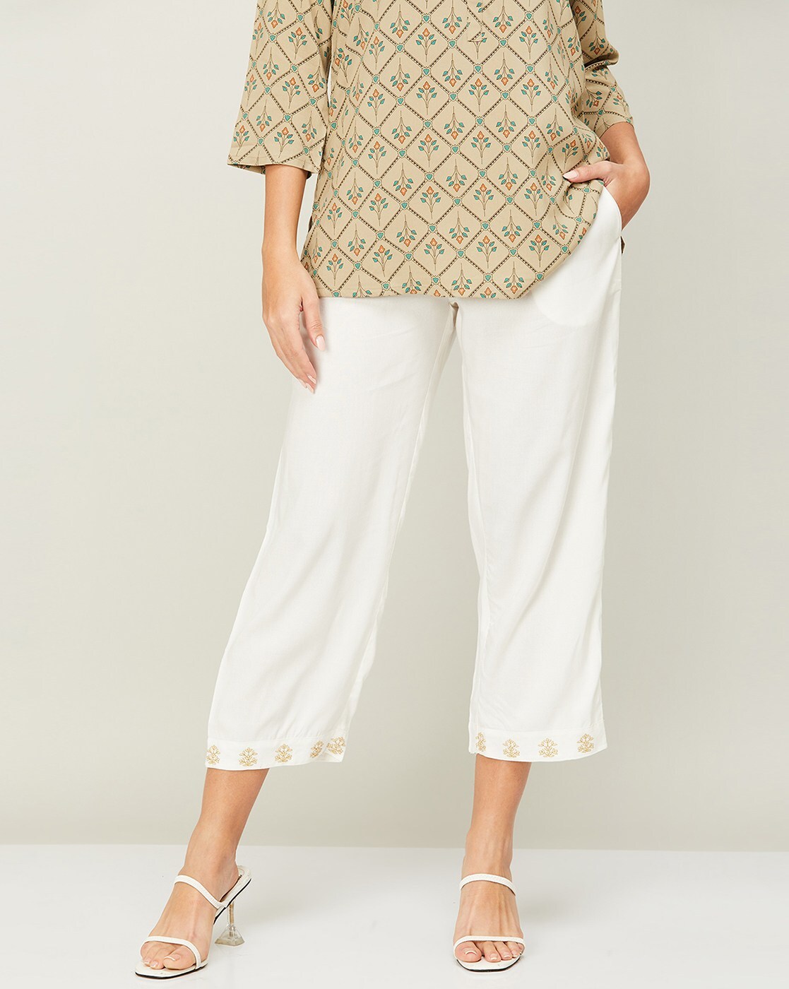 Buy White Cotton High Waisted Trousers For Women by Corpora Studio Online  at Aza Fashions.
