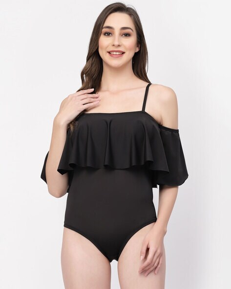 Off the shoulder black 2025 swimsuit