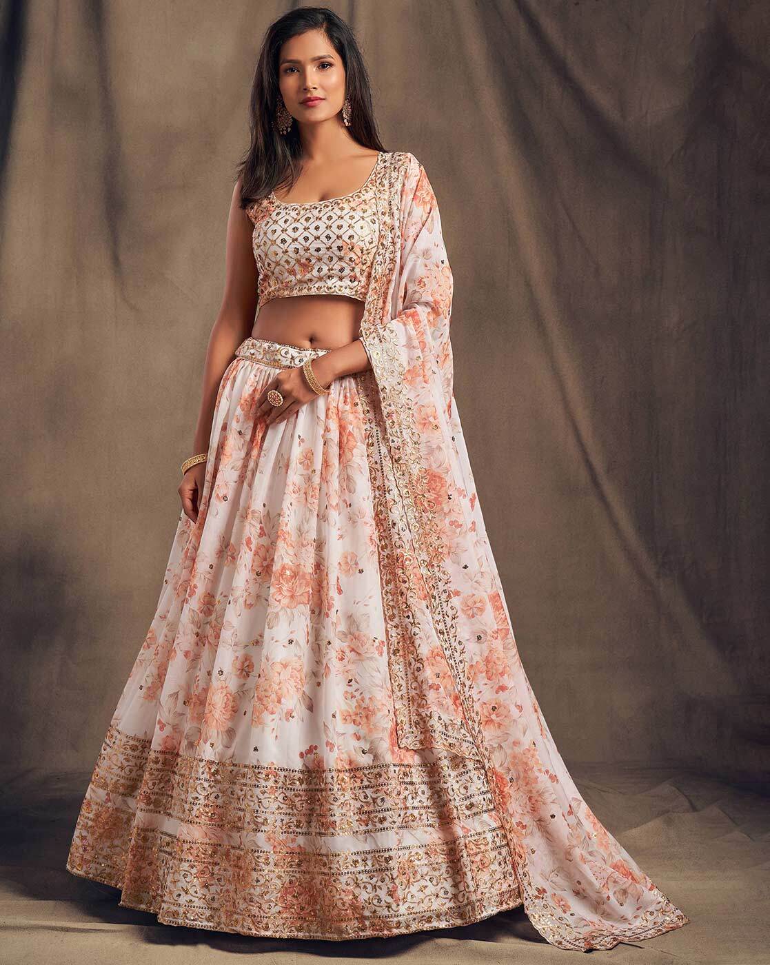 Zeel Clothing Beige Net Semi-Stitched Bridal Lehenga Choli  (7908-Beige-Wedding-Lehenga-Choli; Beige) : Amazon.in: Fashion