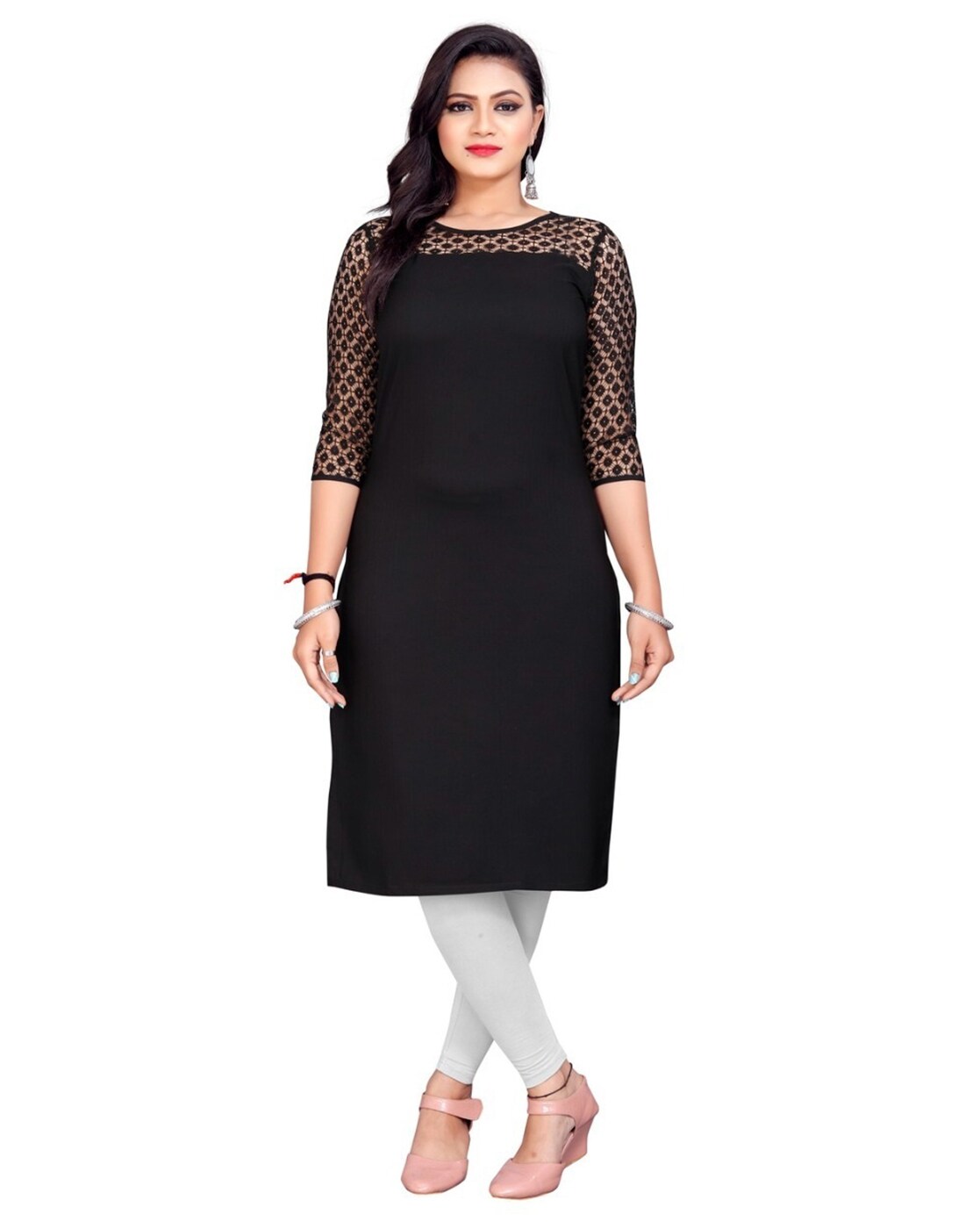 Buy MagicBird Sleeveless Double Lace Kurti BGREEN L Online at Best  Prices in India  JioMart