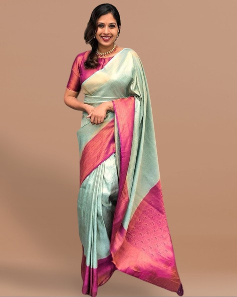 Woven Art Silk Saree in Light Green : SPTA10819