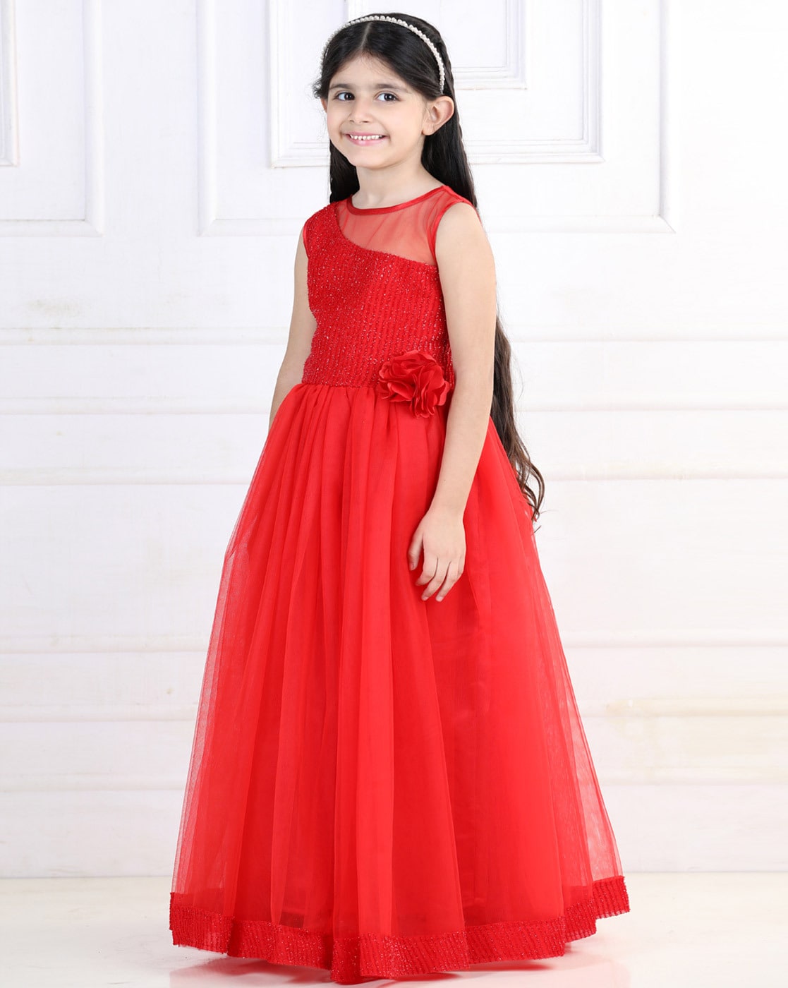 Portia and Scarlett PS22529 Evening Dress RED with gloves |  NorasBridalBoutiqueNY