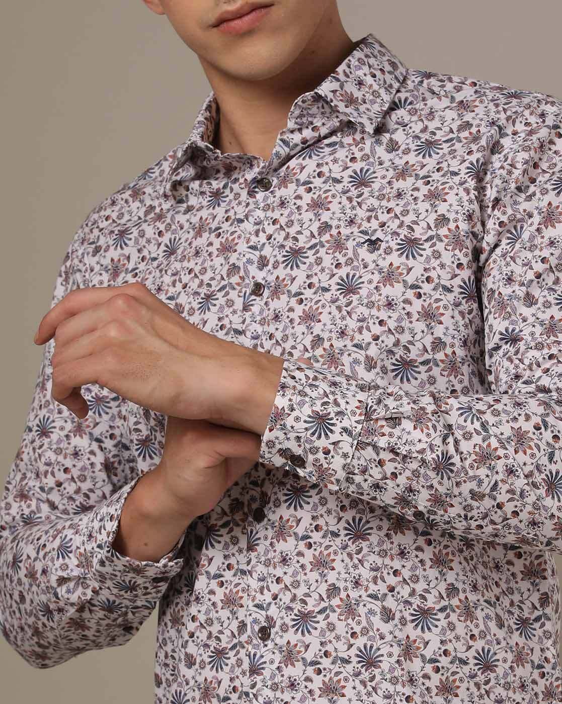 Buy Light Green & White Floral Print Slim Fit Casual Shirt Online at  Muftijeans