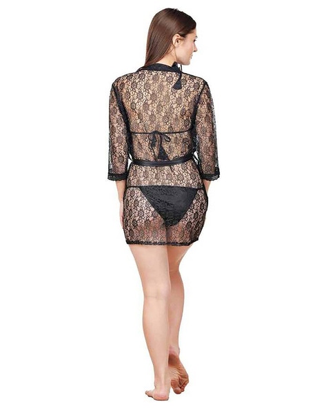 Lace Robe with Bra & Panty Set