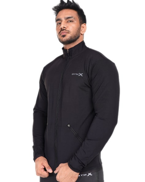 Buy Gymx-Jet Black Jacket Windcheater - Aero Series (Sports Jacket