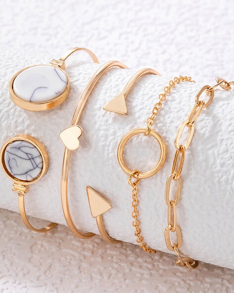 Buy Gold-Toned & White Bracelets & Bangles for Women by Jewels Galaxy  Online