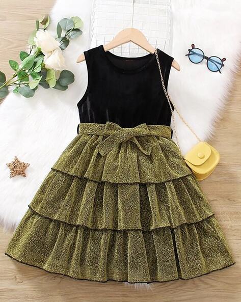 Yellow And Black Fancy Short Sleeves Plain Frock Dress For Girls Party Wear  Age Group 8 To 12 at Best Price in Mumbai  Lucky Traders