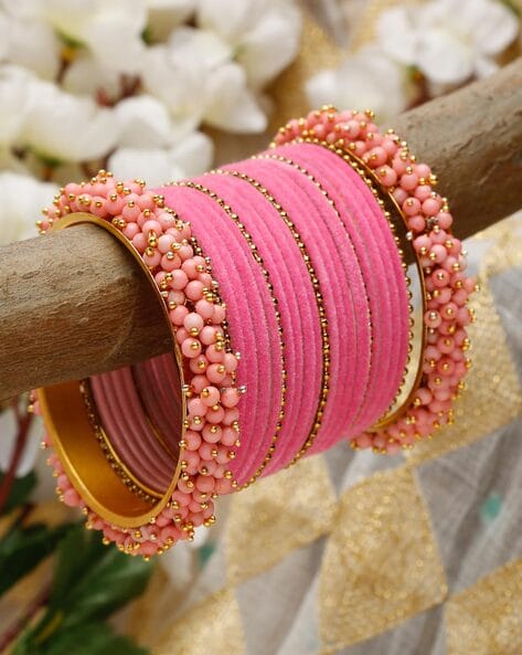 Buy Pink Toned Bracelet and Bangle Set at Amazonin