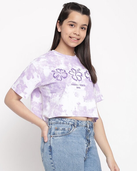 Tie Dye Crop Top with Short Sleeves