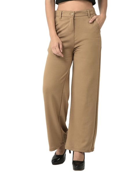 Buy Brown Wideleg Pleated Trousers Online  W for Woman