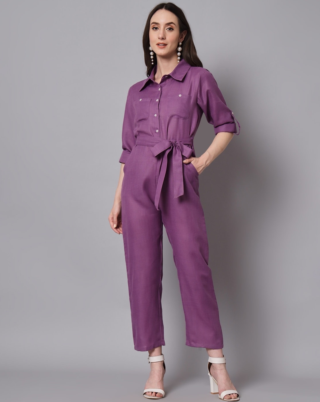Wide Long Sleeve Jumpsuit with Cut-out Shoulder