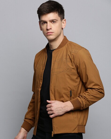 Solid Color Suede Nehru Jacket in Brown : MXX888