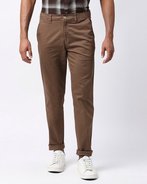 Buy Dennis Lingo Men Brown Tapered Fit Chinos Trousers - Trousers for Men  18130496 | Myntra