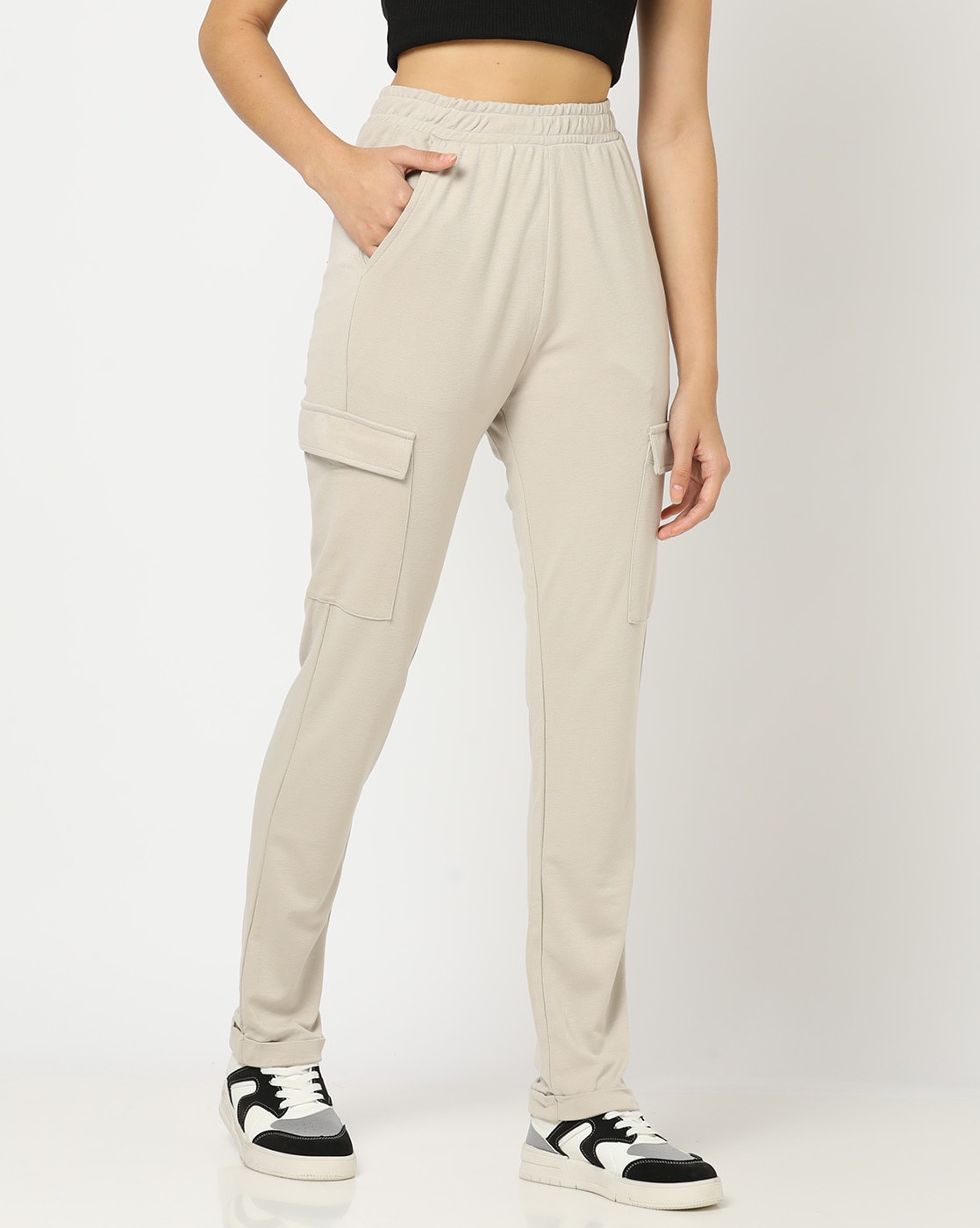 Buy Womens Super Combed Cotton Rich Relaxed Fit Trackpants With Contrast  Side Piping and Pockets  Black 1305  Jockey India